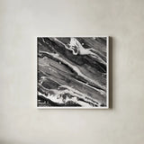 Going with the Flow III BW by Albena Hristova. Shown in a crisp white glass frame for a clean and minimalist style. Available as an archival giclee rolled canvas, fine art paper, or poster print. SKU 77777a.