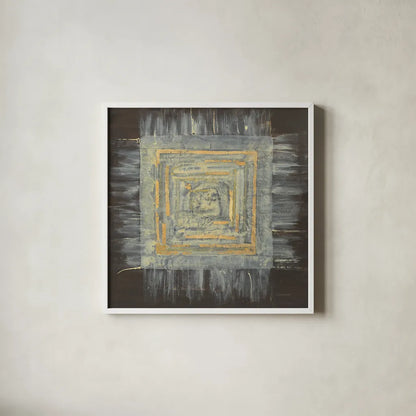 Gold Tapestry I by Albena Hristova. Shown in a crisp white glass frame for a clean and minimalist style. Available as an archival giclee rolled canvas, fine art paper, or poster print. SKU 25544a.
