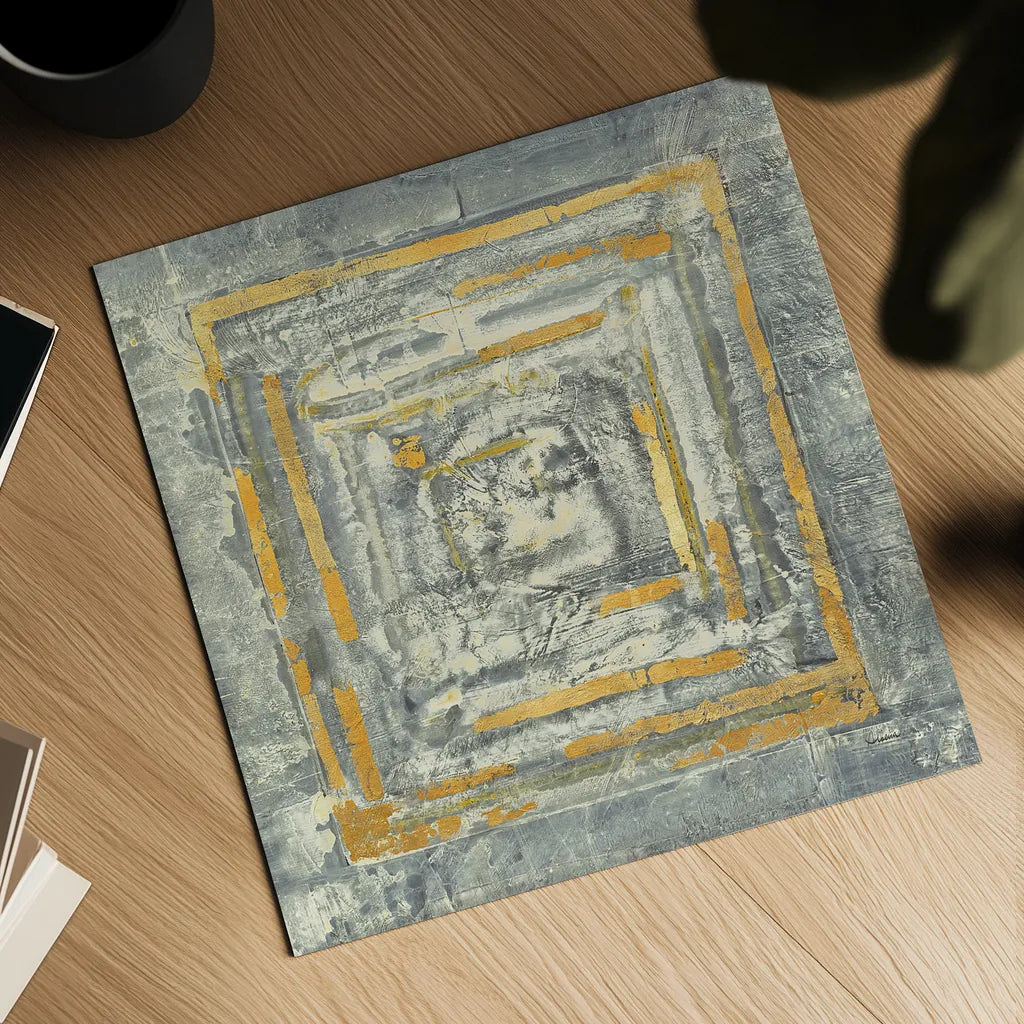 Gold Tapestry I Gold and White by Albena Hristova. Shown as a detailed flat fine art print, highlighting archival giclee quality. Available as an archival giclee rolled canvas, fine art paper, or poster print. SKU 26170a.