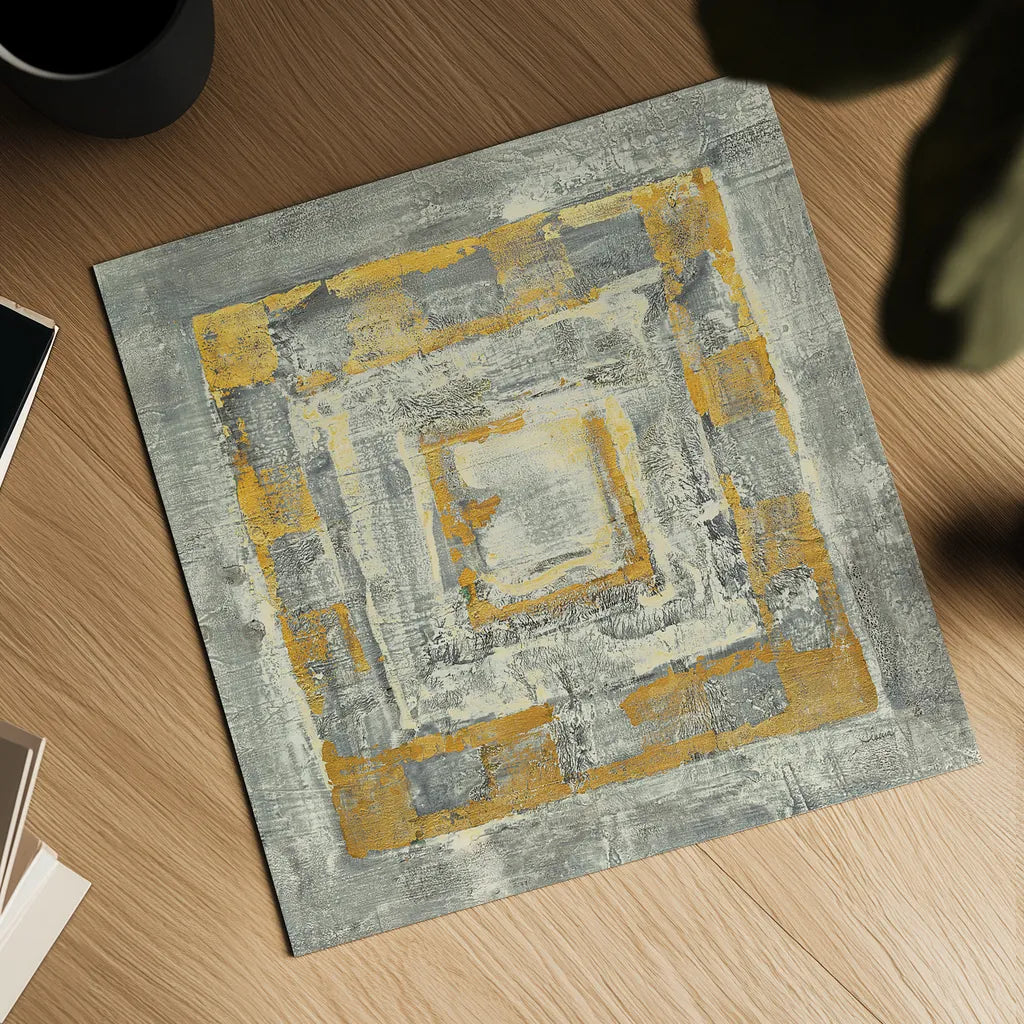 Gold Tapestry II Gold and White by Albena Hristova. Shown as a detailed flat fine art print, highlighting archival giclee quality. Available as an archival giclee rolled canvas, fine art paper, or poster print. SKU 26171a.