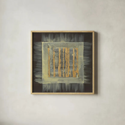 Gold Tapestry III by Albena Hristova. Shown in a natural wood glass frame for a timeless modern aesthetic. Available as an archival giclee rolled canvas, fine art paper, or poster print. SKU 27257a.
