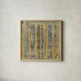 Gold Tapestry III Crop by Albena Hristova. Shown in a natural wood glass frame for a timeless modern aesthetic. Available as an archival giclee rolled canvas, fine art paper, or poster print. SKU 28153a.