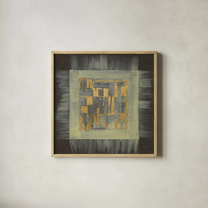 Gold Tapestry IV by Albena Hristova. Shown in a natural wood glass frame for a timeless modern aesthetic. Available as an archival giclee rolled canvas, fine art paper, or poster print. SKU 27258a.