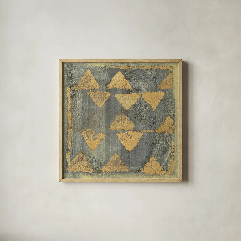 Gold Tapestry V Crop by Albena Hristova. Shown in a natural wood glass frame for a timeless modern aesthetic. Available as an archival giclee rolled canvas, fine art paper, or poster print. SKU 28155a.