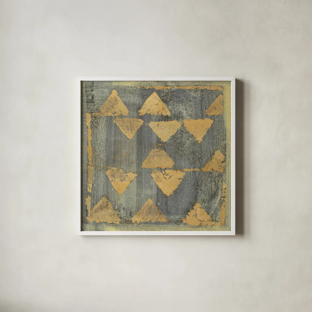 Gold Tapestry V Crop by Albena Hristova. Shown in a crisp white glass frame for a clean and minimalist style. Available as an archival giclee rolled canvas, fine art paper, or poster print. SKU 28155a.