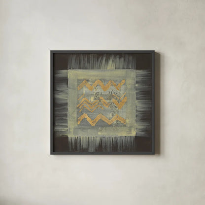 Gold Tapestry VI by Albena Hristova. Shown in a sleek black glass frame for a contemporary gallery look. Available as an archival giclee rolled canvas, fine art paper, or poster print. SKU 27260a.
