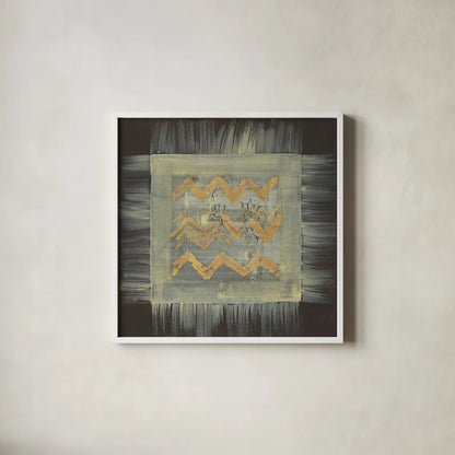 Gold Tapestry VI by Albena Hristova. Shown in a crisp white glass frame for a clean and minimalist style. Available as an archival giclee rolled canvas, fine art paper, or poster print. SKU 27260a.