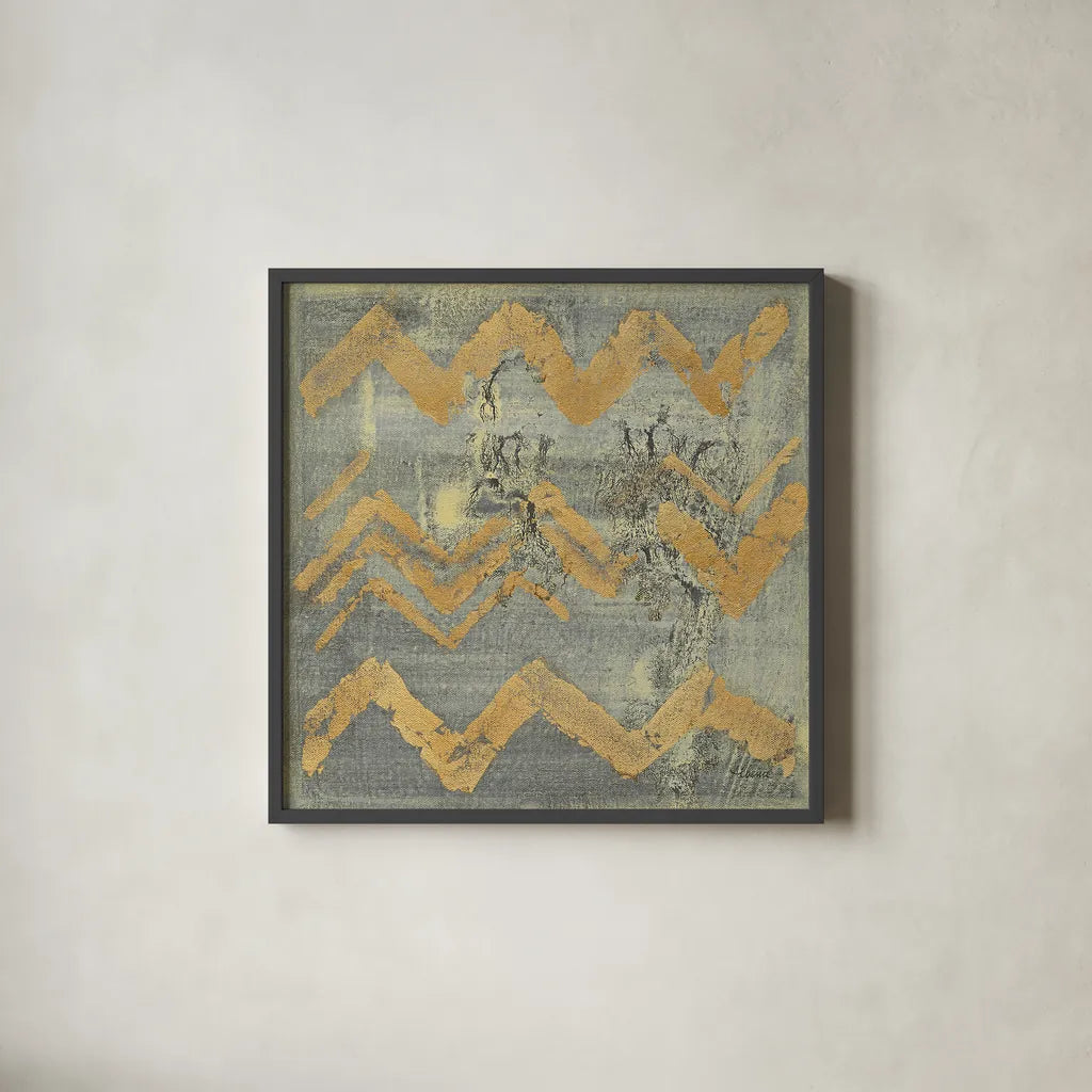 Gold Tapestry VI Crop by Albena Hristova. Shown in a sleek black glass frame for a contemporary gallery look. Available as an archival giclee rolled canvas, fine art paper, or poster print. SKU 28156a.