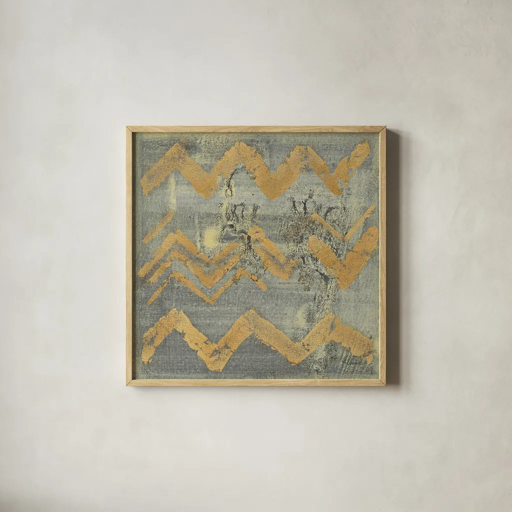 Gold Tapestry VI Crop by Albena Hristova. Shown in a natural wood glass frame for a timeless modern aesthetic. Available as an archival giclee rolled canvas, fine art paper, or poster print. SKU 28156a.