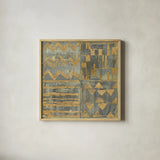 Gold Tapestry VII by Albena Hristova. Shown in a natural wood glass frame for a timeless modern aesthetic. Available as an archival giclee rolled canvas, fine art paper, or poster print. SKU 27736a.