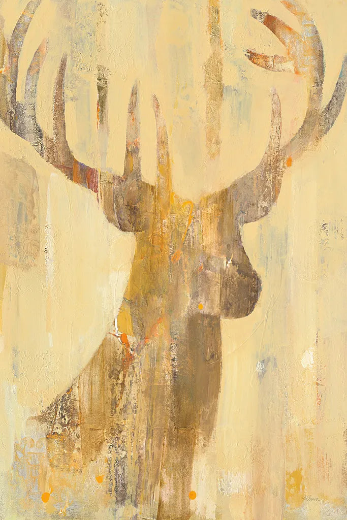 Golden Antlers I by Albena Hristova. SKU 28365h. Archival Giclee Fine art print for wall decor.