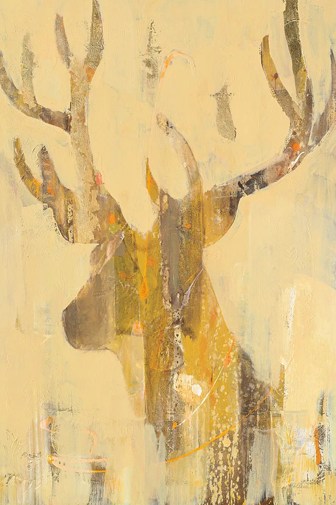 Golden Antlers II by Albena Hristova. SKU 28366h. Archival Giclee Fine art print for wall decor.