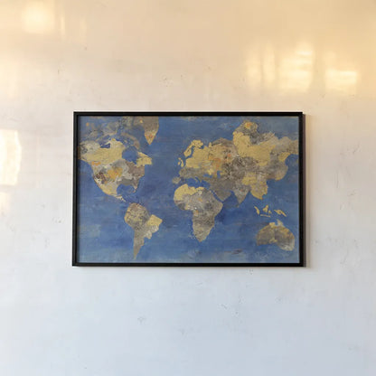 Golden World by Albena Hristova. shown as a paper print in a black flame. Available as a archival giclee rolled canvas, fine art paper, or poster print. SKU 20719i.