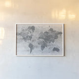 Golden World Gray by Albena Hristova. shown as a paper print in a white frame. Available as a archival giclee rolled canvas, fine art paper, or poster print. SKU 35989i.