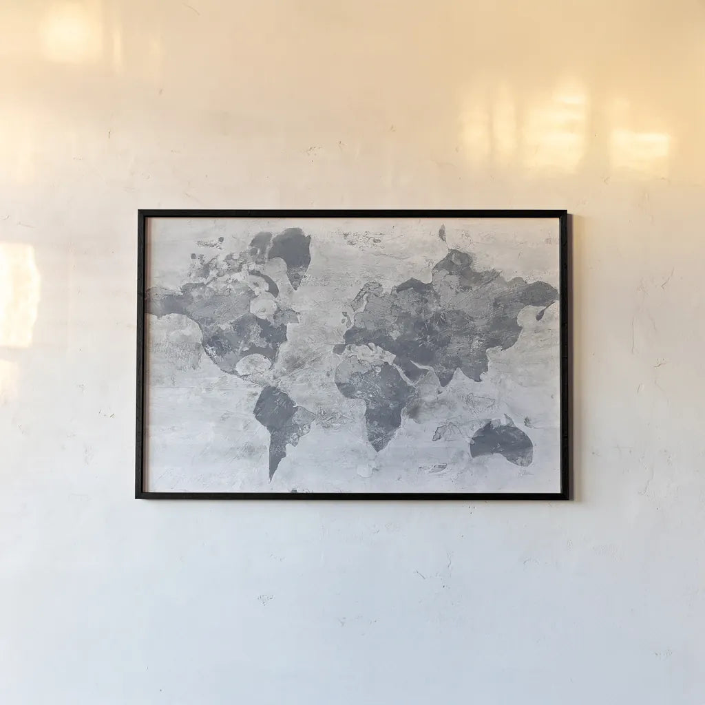 Golden World Neutral by Albena Hristova. shown as a paper print in a black flame. Available as a archival giclee rolled canvas, fine art paper, or poster print. SKU 34406i.