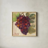 Grape Harvest II by Albena Hristova. Shown in a natural wood glass frame for a timeless modern aesthetic. Available as an archival giclee rolled canvas, fine art paper, or poster print. SKU 55223a.