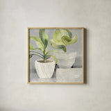 Greenery Still Life by Albena Hristova. Shown in a natural wood glass frame for a timeless modern aesthetic. Available as an archival giclee rolled canvas, fine art paper, or poster print. SKU 53322a.