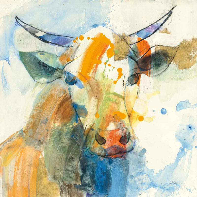 Happy Cows I by Albena Hristova. SKU 41618a. Archival Giclee Fine art print for wall decor.