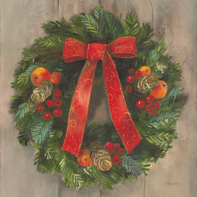 Holiday Wreath by Albena Hristova. SKU 8951a. Archival Giclee Fine art print for wall decor.