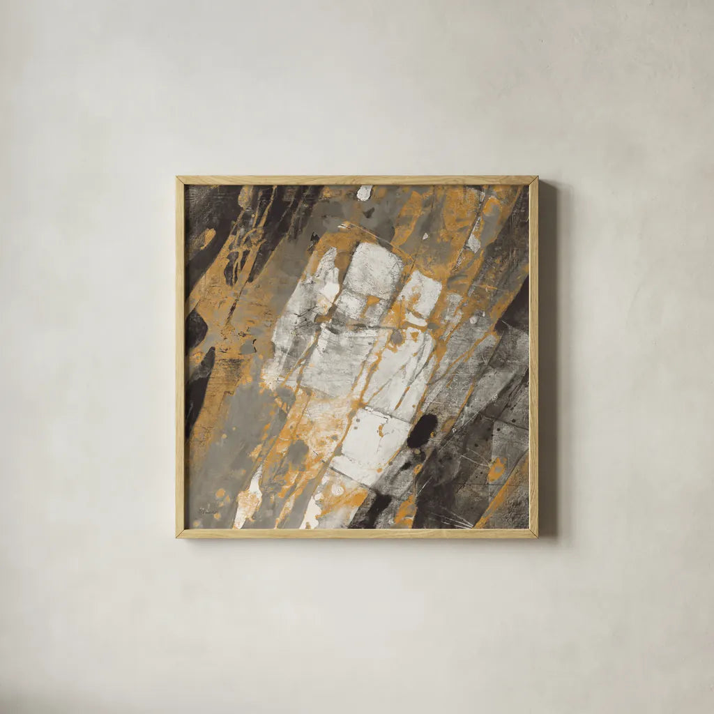 Hot Lava Autumn by Albena Hristova. Shown in a natural wood glass frame for a timeless modern aesthetic. Available as an archival giclee rolled canvas, fine art paper, or poster print. SKU 78326a.