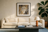 Hot Lava Autumn by Albena Hristova. Displayed in a glass frame with matte in a clean modern living room. Available as an archival giclee rolled canvas, fine art paper, or poster print. SKU 78326a.