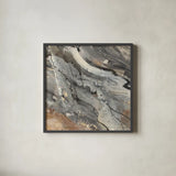 Ice Flow Crop by Albena Hristova. Shown in a sleek black glass frame for a contemporary gallery look. Available as an archival giclee rolled canvas, fine art paper, or poster print. SKU 18380a.