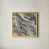 Ice Flow Crop by Albena Hristova. Shown in a natural wood glass frame for a timeless modern aesthetic. Available as an archival giclee rolled canvas, fine art paper, or poster print. SKU 18380a.