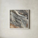 Ice Flow Crop by Albena Hristova. Shown in a crisp white glass frame for a clean and minimalist style. Available as an archival giclee rolled canvas, fine art paper, or poster print. SKU 18380a.