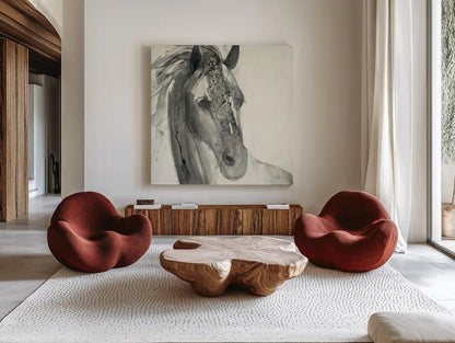 In the Wind I by Albena Hristova. Shown as extra-large giant wall art in a modern living room. Available as an archival giclee rolled canvas, fine art paper, or poster print. SKU 38268a.