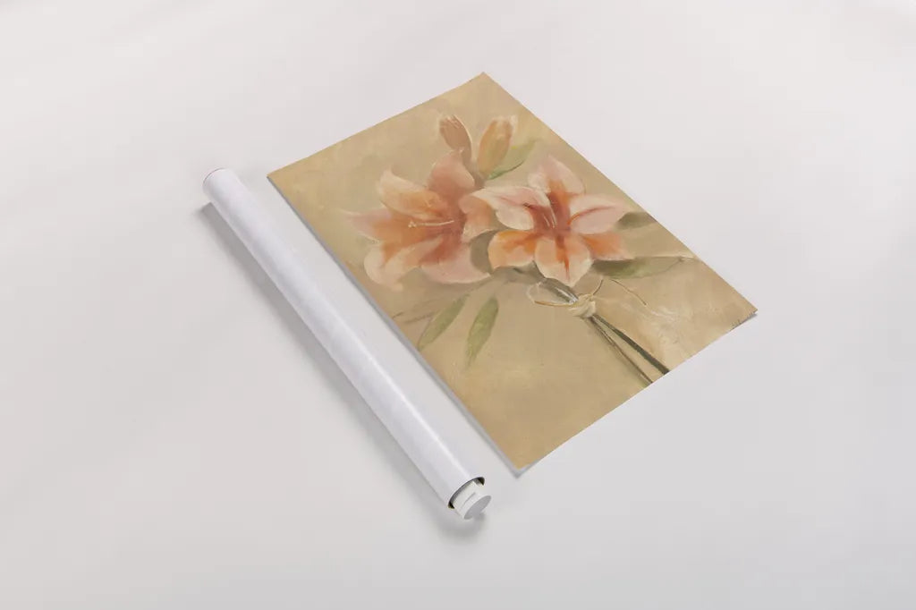 Inspirational Lilies by Albena Hristova. shown as a rolled paper print. Available as archival giclee rolled canvas, fine art paper, or poster print. SKU 35683h.