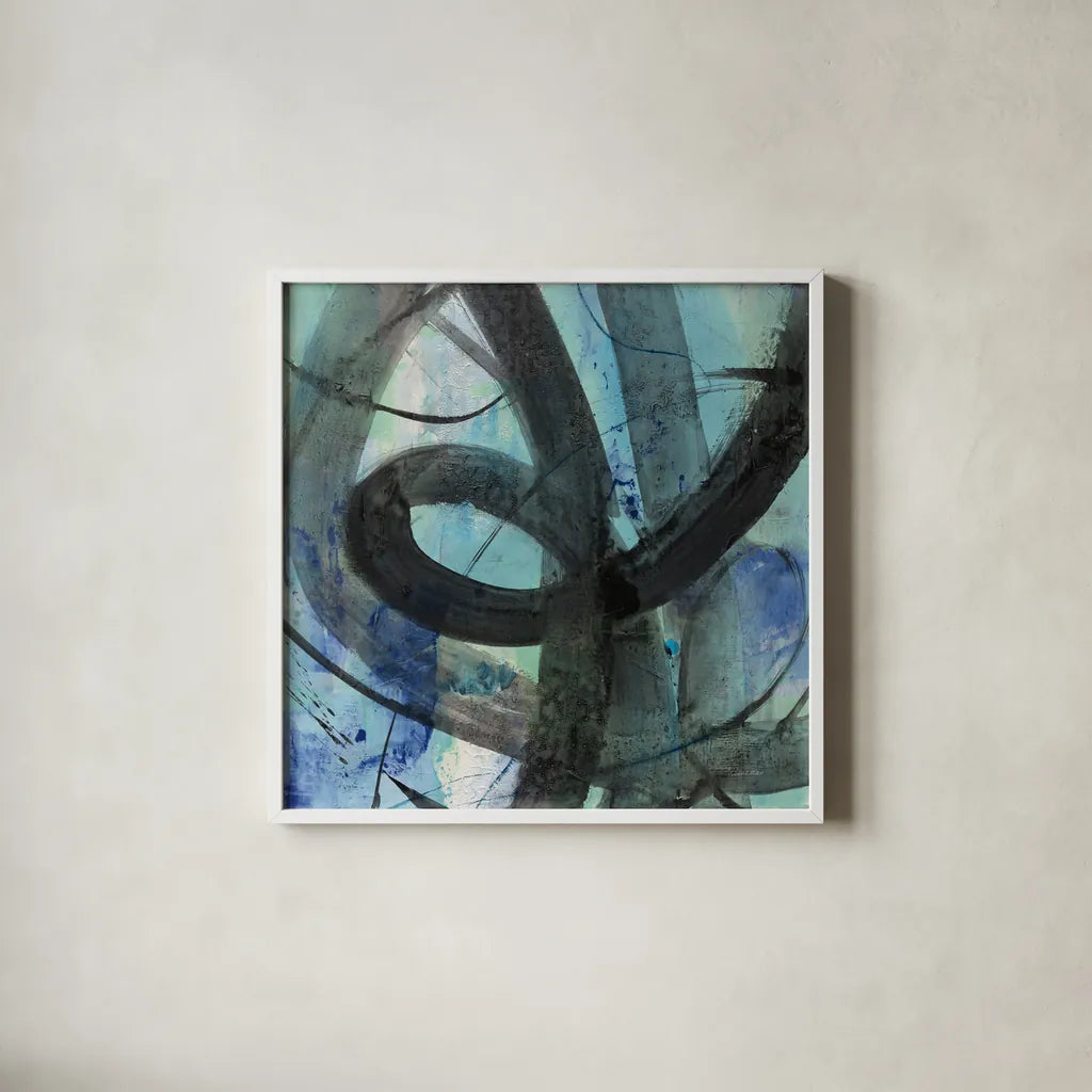 Into the Deep II by Albena Hristova. Shown in a crisp white glass frame for a clean and minimalist style. Available as an archival giclee rolled canvas, fine art paper, or poster print. SKU 64603a.