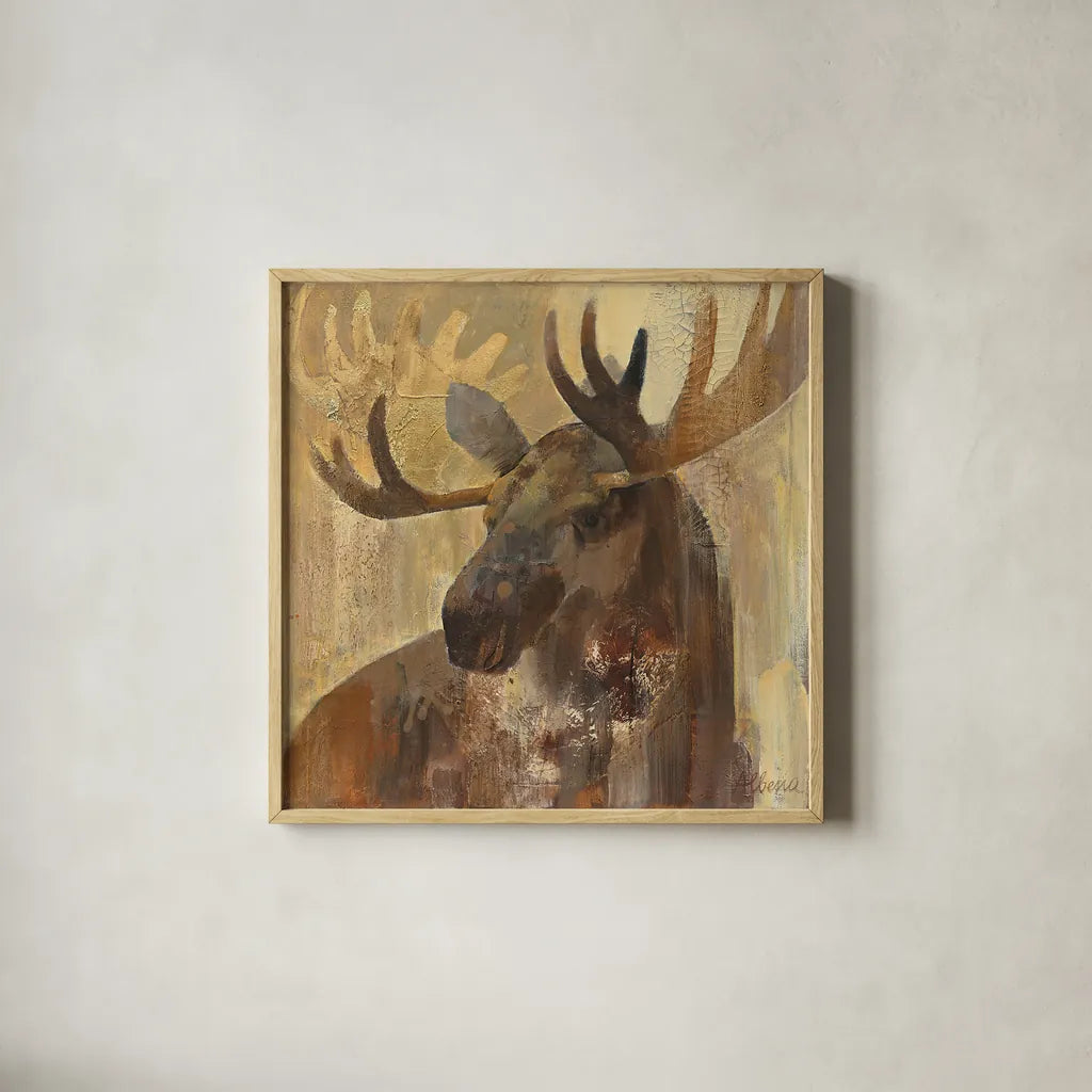 Into the Wild II by Albena Hristova. Shown in a natural wood glass frame for a timeless modern aesthetic. Available as an archival giclee rolled canvas, fine art paper, or poster print. SKU 23821a.