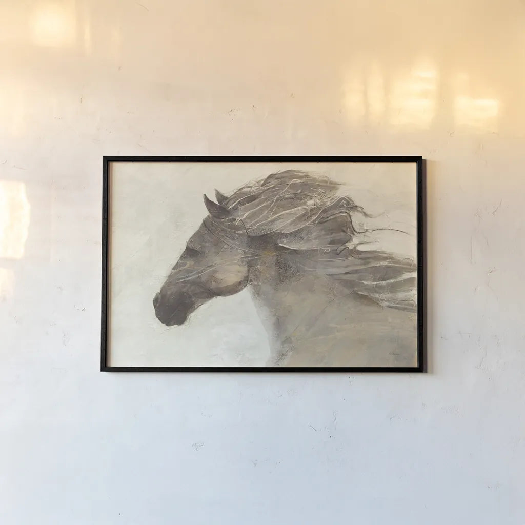 Into the Wind Ivory Crop by Albena Hristova. shown as a paper print in a black flame. Available as a archival giclee rolled canvas, fine art paper, or poster print. SKU 18666i.