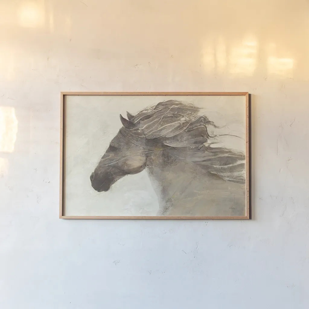 Into the Wind Ivory Crop by Albena Hristova. shown as a paper print in a natural frame. Available as a archival giclee rolled canvas, fine art paper, or poster print. SKU 18666i.