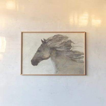 Into the Wind Ivory Crop by Albena Hristova. shown as a paper print in a natural frame. Available as a archival giclee rolled canvas, fine art paper, or poster print. SKU 18666i.