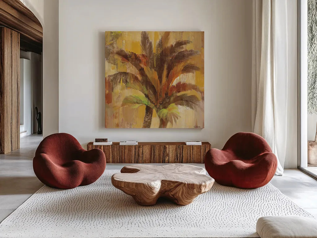 Island Breeze II by Albena Hristova. Shown as extra-large giant wall art in a modern living room. Available as an archival giclee rolled canvas, fine art paper, or poster print. SKU 16809a.
