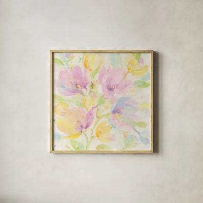 Its Spring by Albena Hristova. Shown in a natural wood glass frame for a timeless modern aesthetic. Available as an archival giclee rolled canvas, fine art paper, or poster print. SKU 53324a.