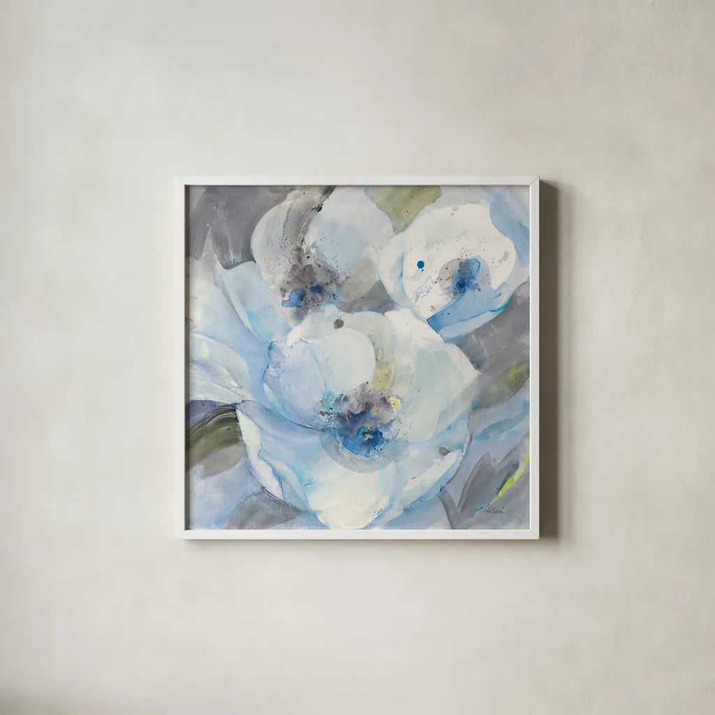 Joy by Albena Hristova. Shown in a crisp white glass frame for a clean and minimalist style. Available as an archival giclee rolled canvas, fine art paper, or poster print. SKU 46424a.