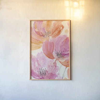 Joyous I by Albena Hristova. shown as a paper print in a natural frame. Available as a archival giclee rolled canvas, fine art paper, or poster print. SKU 36353h.