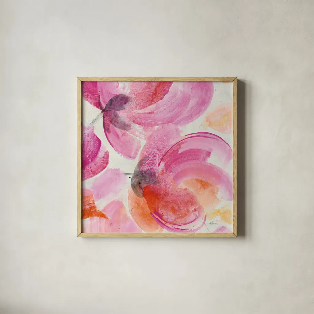 Joyous II Crop by Albena Hristova. Shown in a natural wood glass frame for a timeless modern aesthetic. Available as an archival giclee rolled canvas, fine art paper, or poster print. SKU 36354a.