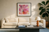 Joyous II Crop by Albena Hristova. Displayed in a glass frame with matte in a clean modern living room. Available as an archival giclee rolled canvas, fine art paper, or poster print. SKU 36354a.