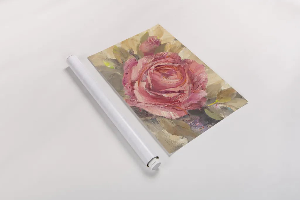 June Roses I Purple by Albena Hristova. shown as a rolled paper print. Available as archival giclee rolled canvas, fine art paper, or poster print. SKU 19133i.