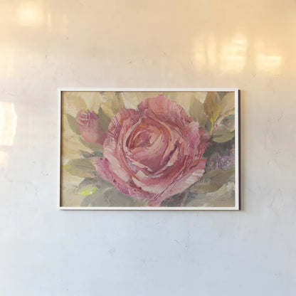 June Roses I Purple by Albena Hristova. shown as a paper print in a white frame. Available as a archival giclee rolled canvas, fine art paper, or poster print. SKU 19133i.