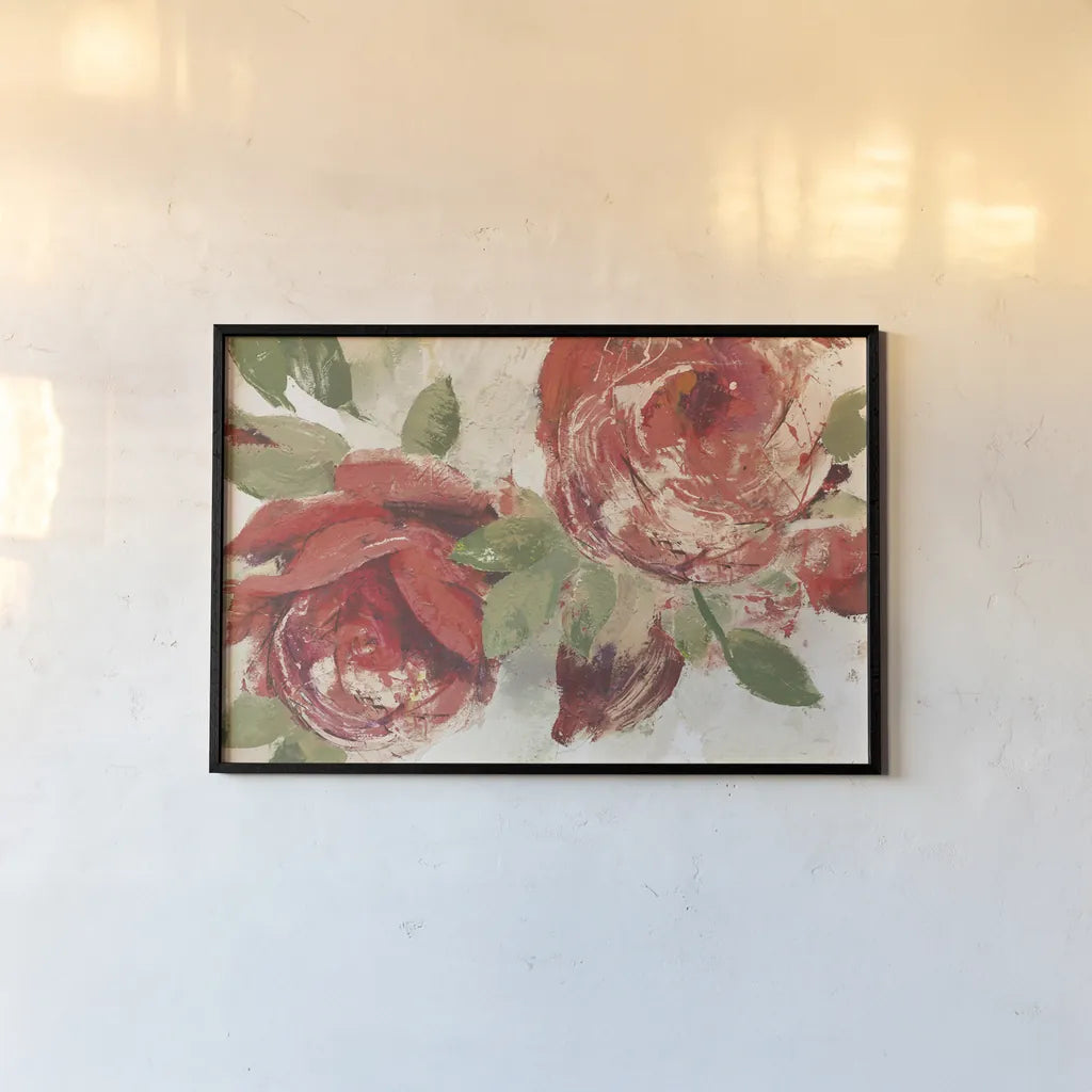 June Roses II Ivory Crop by Albena Hristova. shown as a paper print in a black flame. Available as a archival giclee rolled canvas, fine art paper, or poster print. SKU 44776i.