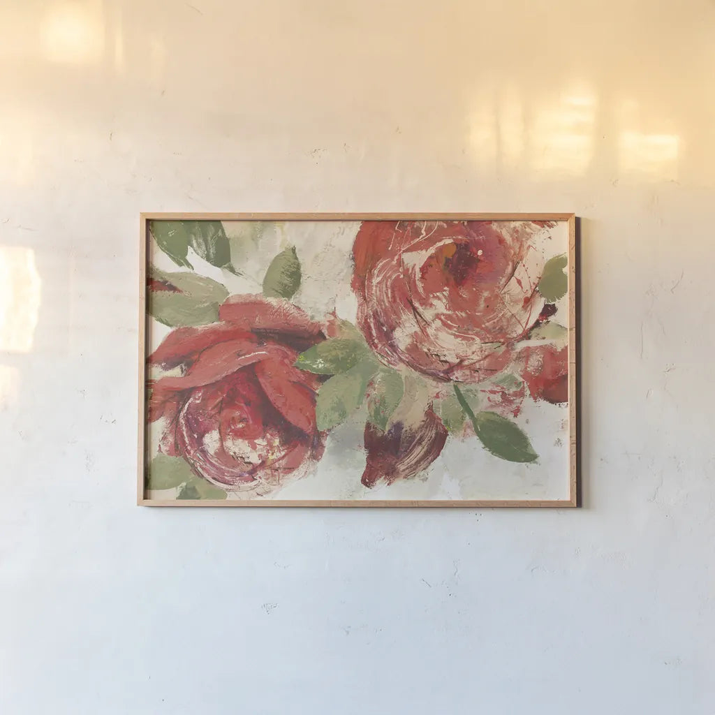 June Roses II Ivory Crop by Albena Hristova. shown as a paper print in a natural frame. Available as a archival giclee rolled canvas, fine art paper, or poster print. SKU 44776i.