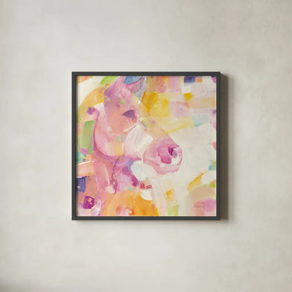 Kaleidoscope Horse I by Albena Hristova. Shown in a sleek black glass frame for a contemporary gallery look. Available as an archival giclee rolled canvas, fine art paper, or poster print. SKU 51987a.