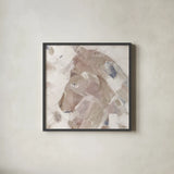 Kaleidoscope Horse II Neutral Navy by Albena Hristova. Shown in a sleek black glass frame for a contemporary gallery look. Available as an archival giclee rolled canvas, fine art paper, or poster print. SKU 56055a.
