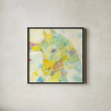 Kaleidoscope Horse III by Albena Hristova. Shown in a sleek black glass frame for a contemporary gallery look. Available as an archival giclee rolled canvas, fine art paper, or poster print. SKU 51989a.