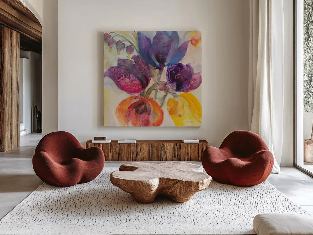 Late Summer I by Albena Hristova. Shown as extra-large giant wall art in a modern living room. Available as an archival giclee rolled canvas, fine art paper, or poster print. SKU 86630a.