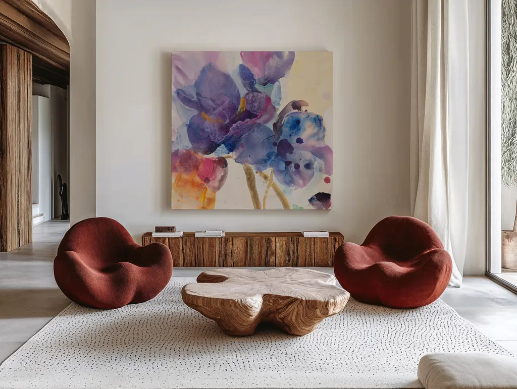 Late Summer II by Albena Hristova. Shown as extra-large giant wall art in a modern living room. Available as an archival giclee rolled canvas, fine art paper, or poster print. SKU 86631a.